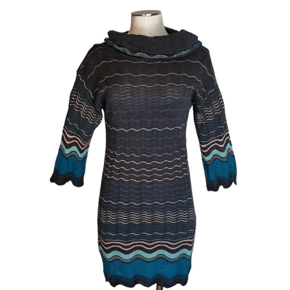 Missoni M Missoni Cowl Neck Wool Blend Knit Sweater Dress SZ 2 - Picture 1 of 11